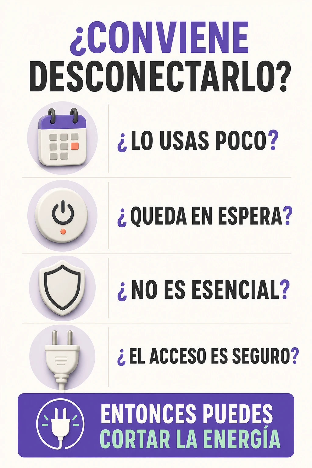Matriz para decidir qué aparatos conviene desconectar del modo de espera.