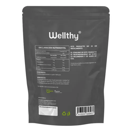 Wellthy creatina monohidratada 800 g