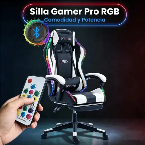 NVMVN 055-D silla gamer RGB con parlantes