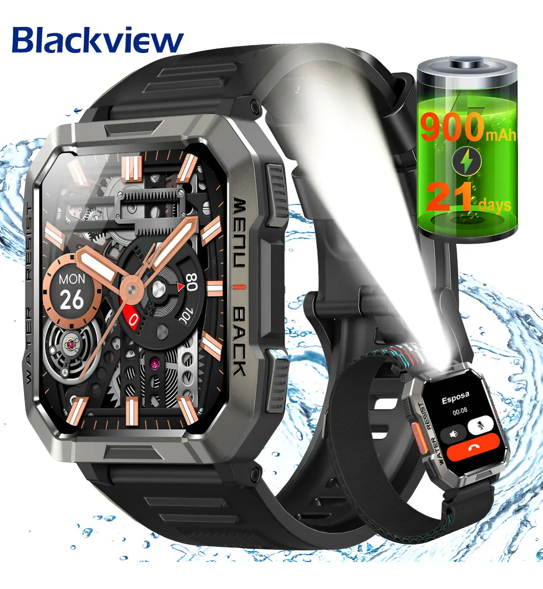Blackview W60 con linterna y llamadas Bluetooth